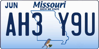 MO license plate AH3Y9U