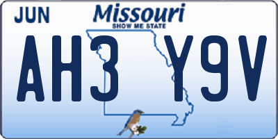 MO license plate AH3Y9V