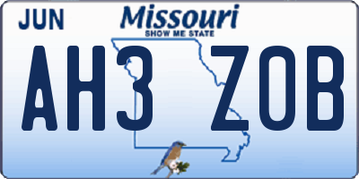 MO license plate AH3Z0B
