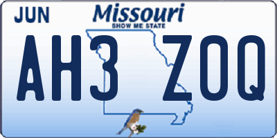MO license plate AH3Z0Q