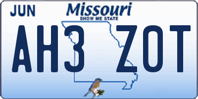 MO license plate AH3Z0T