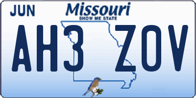 MO license plate AH3Z0V