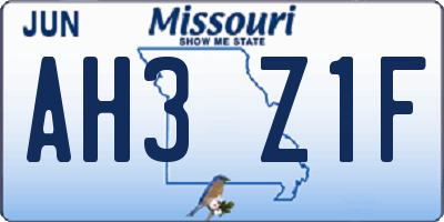 MO license plate AH3Z1F