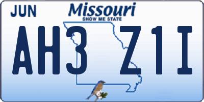 MO license plate AH3Z1I