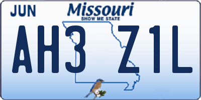 MO license plate AH3Z1L