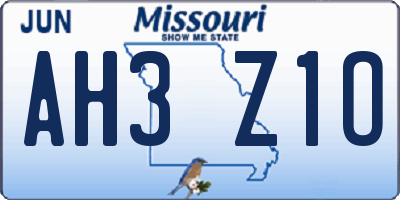 MO license plate AH3Z1O