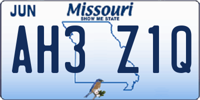 MO license plate AH3Z1Q
