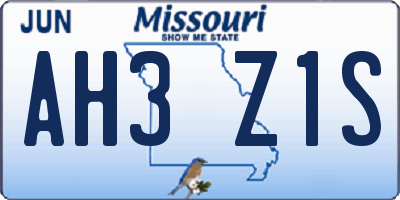 MO license plate AH3Z1S