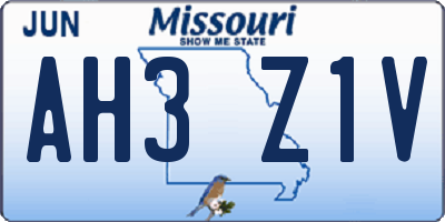 MO license plate AH3Z1V