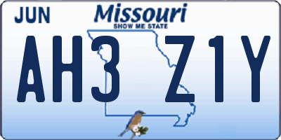 MO license plate AH3Z1Y