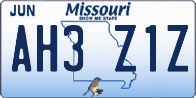 MO license plate AH3Z1Z