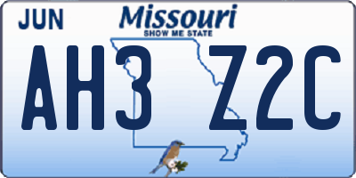 MO license plate AH3Z2C