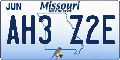 MO license plate AH3Z2E