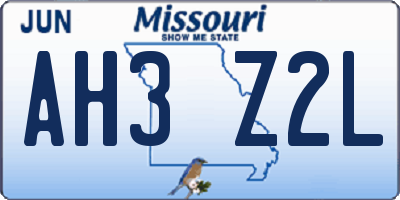 MO license plate AH3Z2L