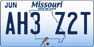 MO license plate AH3Z2T