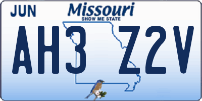 MO license plate AH3Z2V