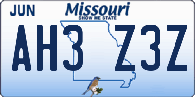 MO license plate AH3Z3Z