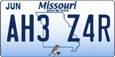 MO license plate AH3Z4R