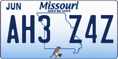 MO license plate AH3Z4Z