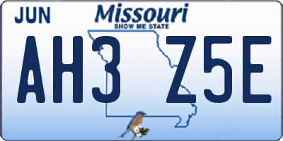MO license plate AH3Z5E