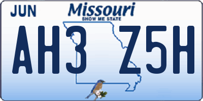 MO license plate AH3Z5H