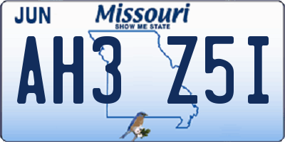 MO license plate AH3Z5I
