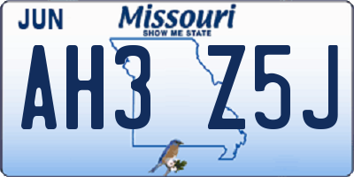 MO license plate AH3Z5J