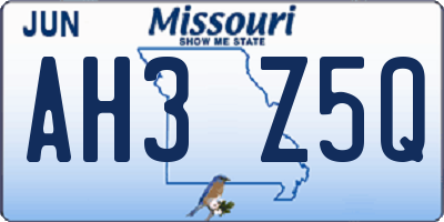 MO license plate AH3Z5Q