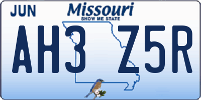 MO license plate AH3Z5R