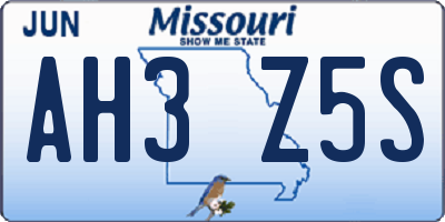 MO license plate AH3Z5S