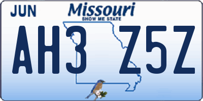 MO license plate AH3Z5Z