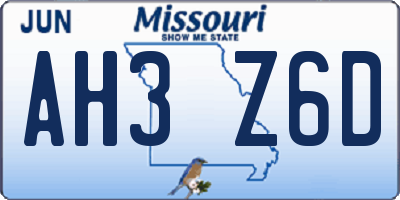 MO license plate AH3Z6D
