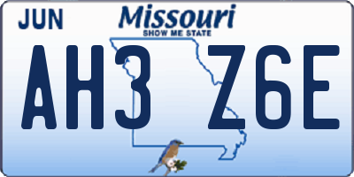 MO license plate AH3Z6E