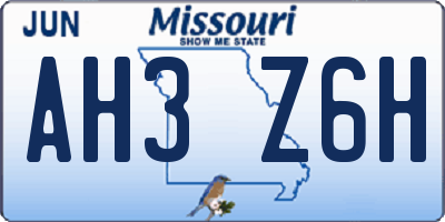 MO license plate AH3Z6H