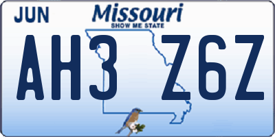 MO license plate AH3Z6Z