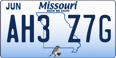 MO license plate AH3Z7G