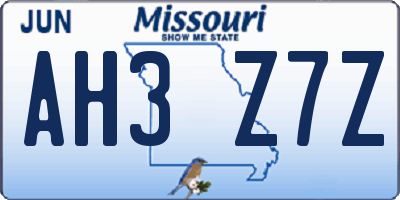 MO license plate AH3Z7Z
