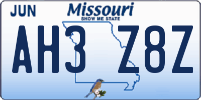 MO license plate AH3Z8Z