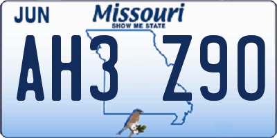 MO license plate AH3Z9O