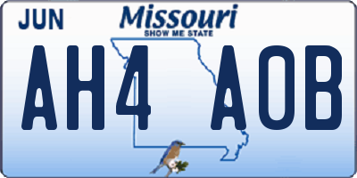 MO license plate AH4A0B