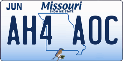 MO license plate AH4A0C