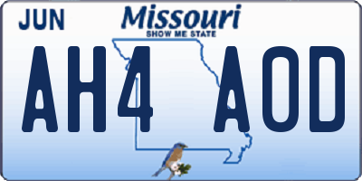 MO license plate AH4A0D