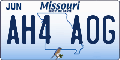 MO license plate AH4A0G