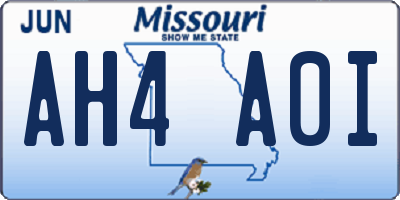 MO license plate AH4A0I