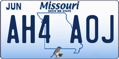 MO license plate AH4A0J