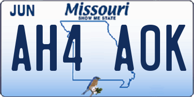 MO license plate AH4A0K
