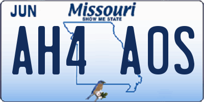 MO license plate AH4A0S