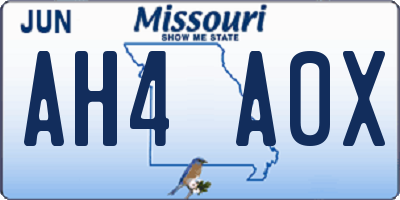 MO license plate AH4A0X