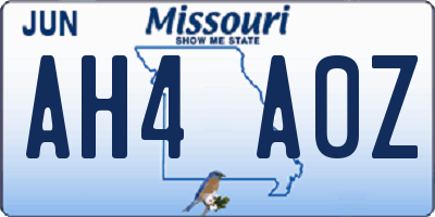 MO license plate AH4A0Z