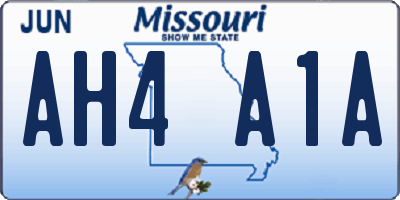 MO license plate AH4A1A